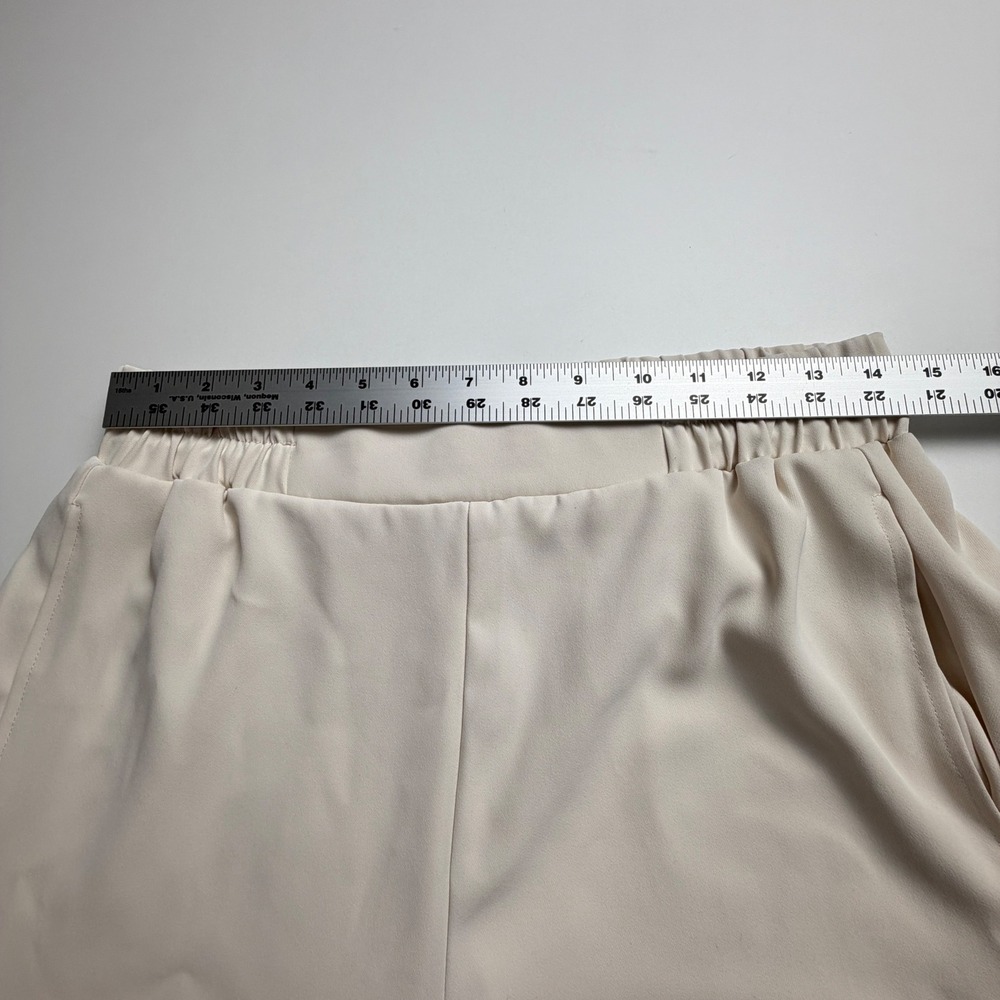 Melloday Wide Leg Crop Pants Womens L Cream Pull On Side Slit Culottes - Picture 6 of 16